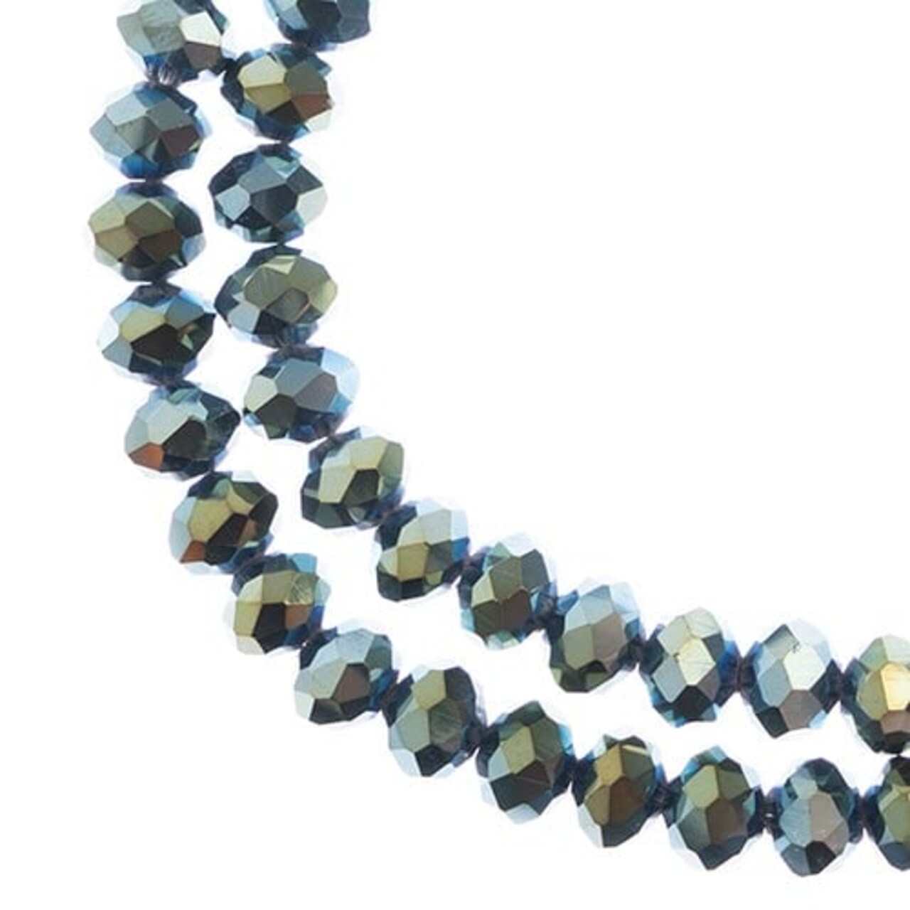 Crystal Lane DIY 2-Strand 7in Opaque Iris Finish Glass Rondelle Donut Bead Strands